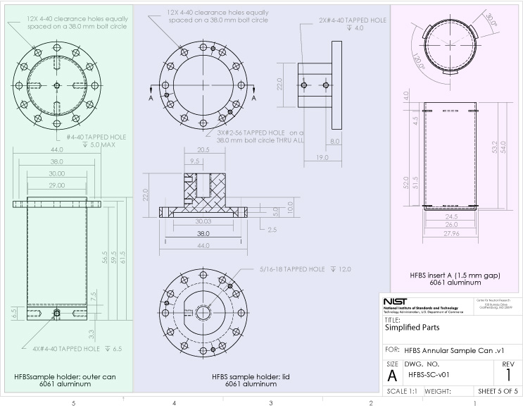Drawing of the sample can and lid used on the HFBS